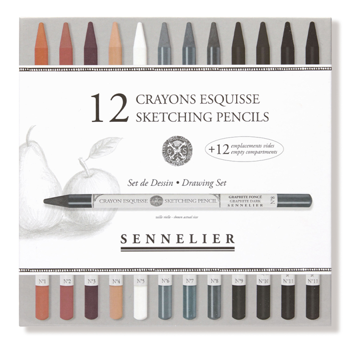 Set de dessin 12 crayons esquisse + 12 emplacements vides - Sennelier - Rougier et Plé