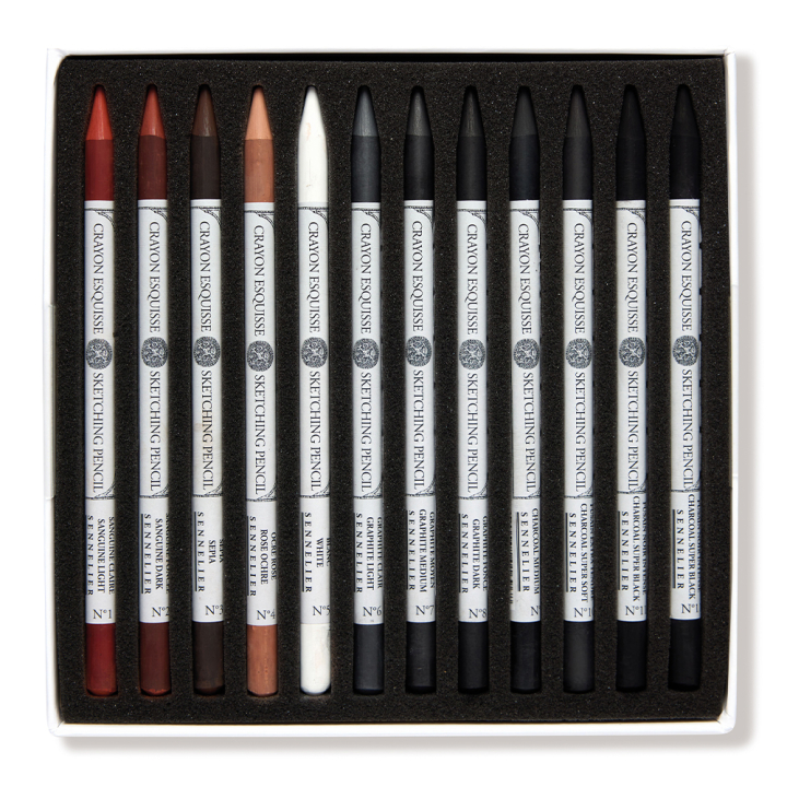 Set de dessin 12 crayons esquisse + 12 emplacements vides - Sennelier - Rougier et Plé
