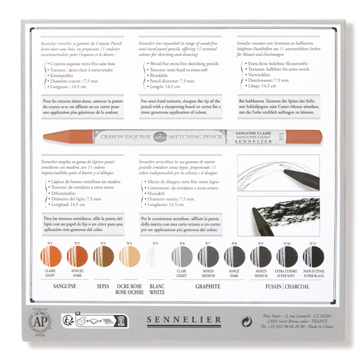 Set de dessin 12 crayons esquisse + 12 emplacements vides - Sennelier - Rougier et Plé