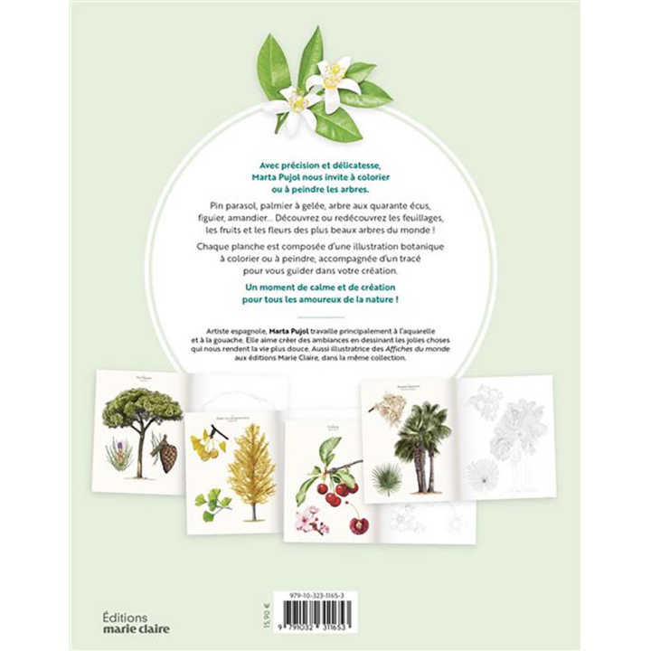 Livre Arbres, feuilles et fleurs 25 planches à colorier ou à peindre - Marie Claire - Rougier et Plé