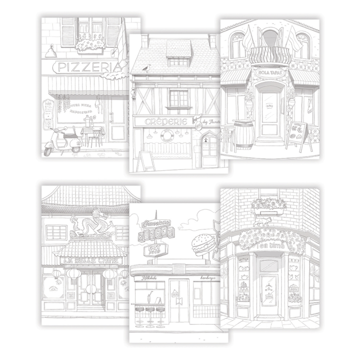 Bloc de coloriage multi-techniques Odelia Les vitrines 20 feuilles A4 250 g/m² - Clairefontaine - Rougier et Plé