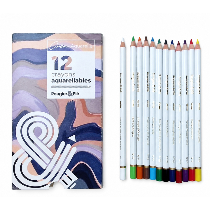 Crayons de couleur Aquarellables Aquarelle Boîte de 12 - Rougier&Plé - Rougier et Plé