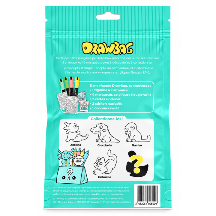 Drawbag Blind Box Figurine à custom + 4 marqueurs - Tutodraw x Rougier&Plé - Rougier et Plé