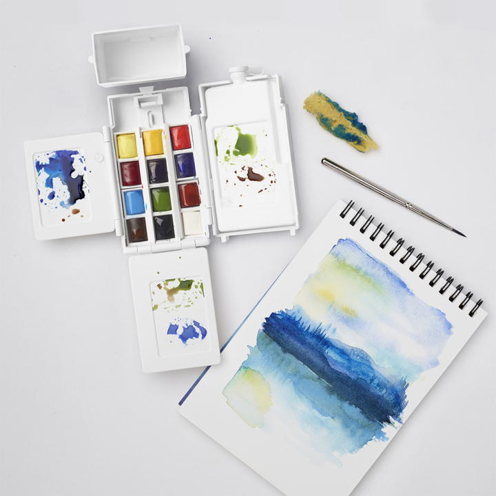 Aquarelle fine Cotman Boite de terrain 12 demi-godets - Winsor & Newton - Rougier et Plé