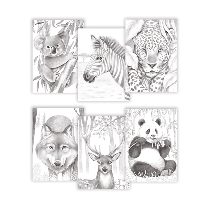 Bloc de coloriage multi-techniques Odelia Les animaux 20 feuilles A4 250 g/m² - Clairefontaine - Rougier et Plé
