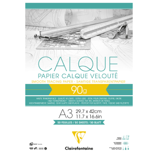 Papier calque supérieur bloc de 50 feuilles 90g - Clairefontaine - Rougier et Plé