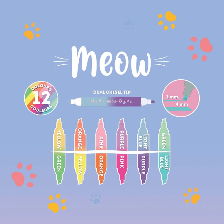 Set de 6 surligneurs à double pointe Kitty - Legami - Rougier et Plé