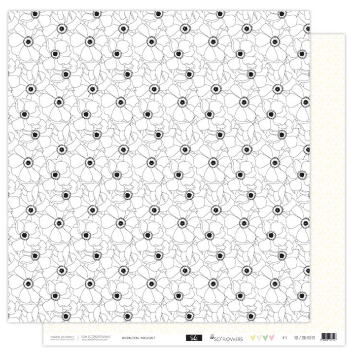 Papier imprimé 30,5 x 31,5 cm 250 g/m² So'Flowers N°3 - Sokaï - Rougier et Plé