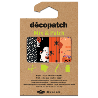 Papier Mix & Patch Halloween 30 x 40 cm 4 pcs - Décopatch - Rougier et Plé