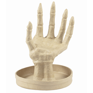 Plateau main gauche squelette en papier mâché 15 x 7,5 x 11 cm - Décopatch - Rougier et Plé