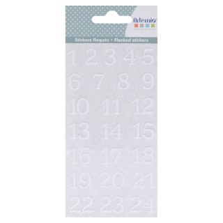 Autocollant Chiffres Calendriers de l'Avent Floqué Blanc - Artemio - Rougier et Plé