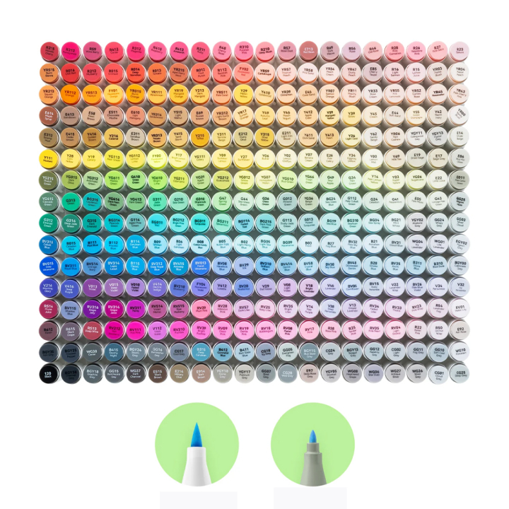 Feutre à alcool Honolulu B double pointe Brush et fine 320 pcs - Ohuhu - Rougier et Plé