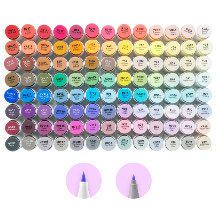Feutre à alcool Honolulu B double pointe Brush et fine 105 pcs - Ohuhu - Rougier et Plé