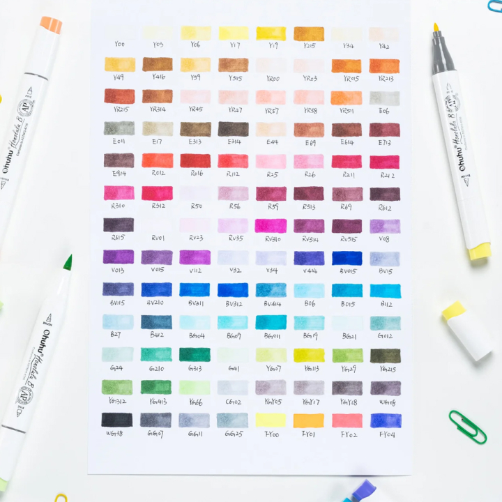 Feutre à alcool Honolulu B double pointe Brush et fine 105 pcs - Ohuhu - Rougier et Plé