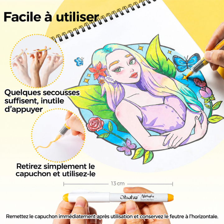 Feutre peinture Nahuku pointe pinceau 48 pcs - Ohuhu - Rougier et Plé
