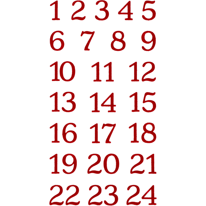 Autocollant Chiffres Calendriers de l'Avent Floqué Rouge - Artemio - Rougier et Plé