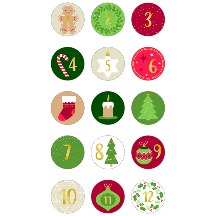 Sticker Calendrier de l'avent rond 24 pcs - Artemio - Rougier et Plé