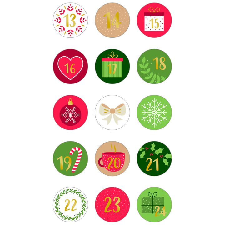 Sticker Calendrier de l'avent rond 24 pcs - Artemio - Rougier et Plé