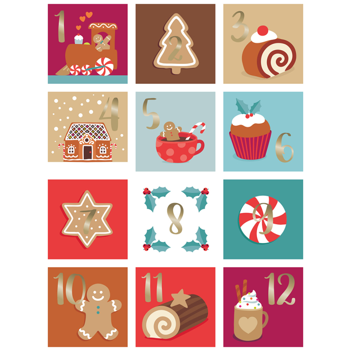 Sticker Calendrier de l'avent Noël à croquer 24 pcs - Artemio - Rougier et Plé