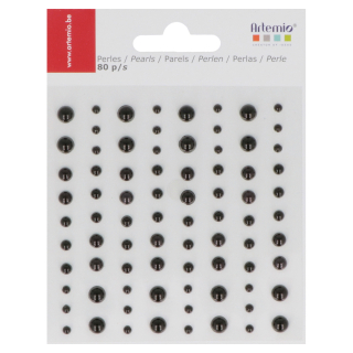 Perles noires adhésives 80 pcs - Artemio - Rougier et Plé