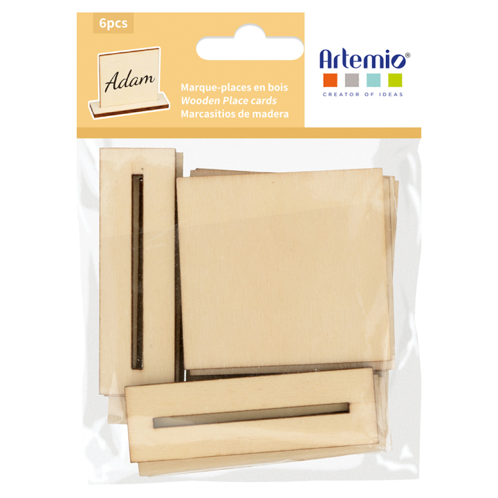Marque-place carré en bois 6 pcs - Artemio - Rougier et Plé