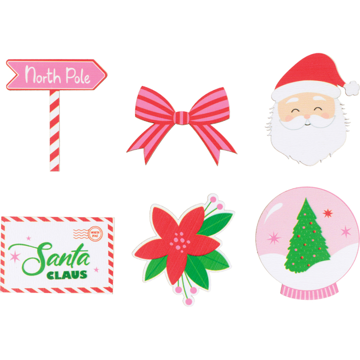Silhouette en bois colorées Santa baby 6 pcs - Artemio - Rougier et Plé