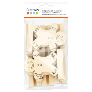 Marque-place bonhomme de pain d'épices en bois 6 pcs - Artemio - Rougier et Plé