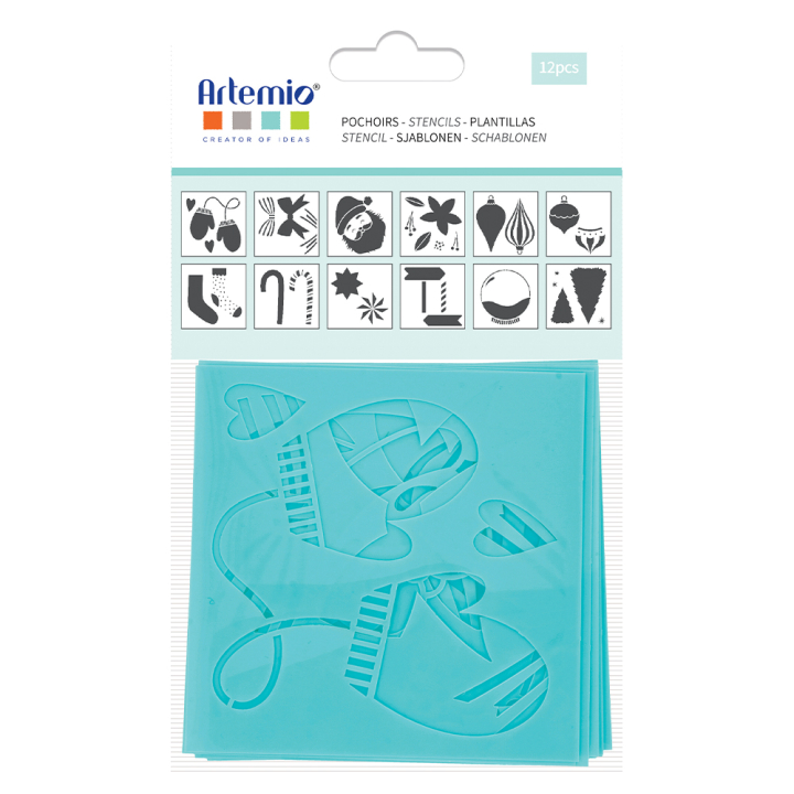 Pochoir Noël 9 x 9 cm 12 pcs - Artemio - Rougier et Plé