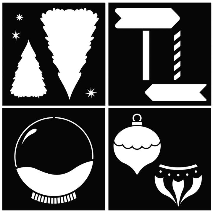 Pochoir Noël 9 x 9 cm 12 pcs - Artemio - Rougier et Plé