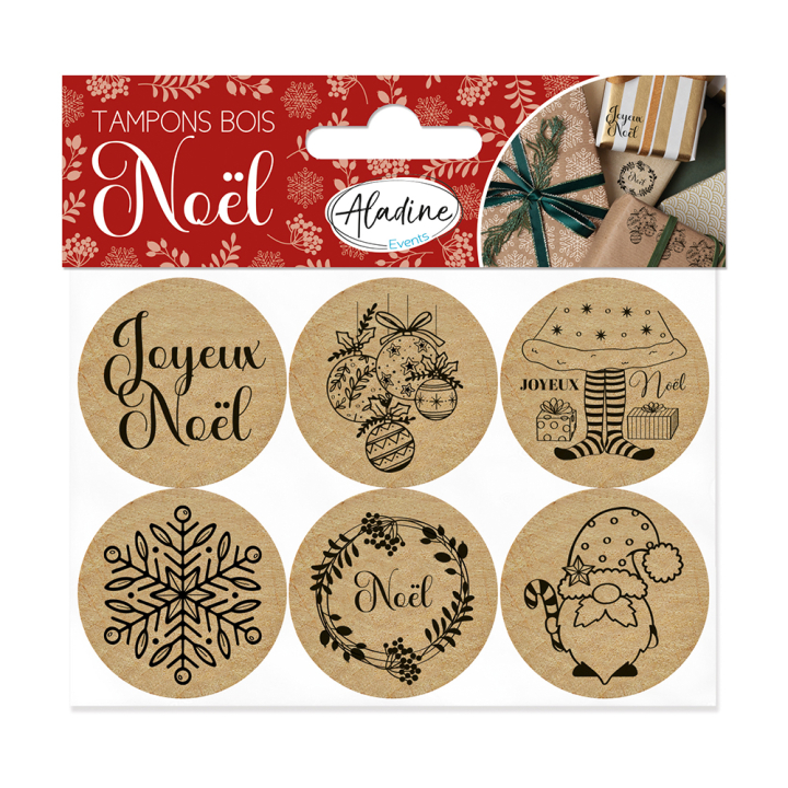 Tampons en bois Joyeux Noël 6 pcs - Aladine - Rougier et Plé