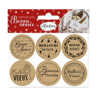 Tampons en bois Bonne année 6 pcs - Aladine - Rougier et Plé