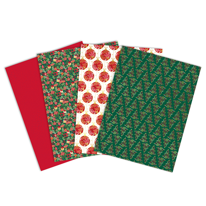 Papier Mix & Patch Noël traditionnel 30 x 40 cm 4 pcs - Décopatch - Rougier et Plé