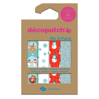 Papier Mix & Patch Noël givré 30 x 40 cm 4 pcs - Décopatch - Rougier et Plé