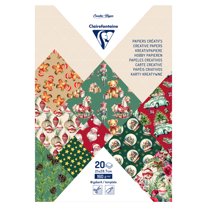 Bloc papier Imprimé Souvenirs de Noël 20F A4 160 g/m² - Clairefontaine - Rougier et Plé