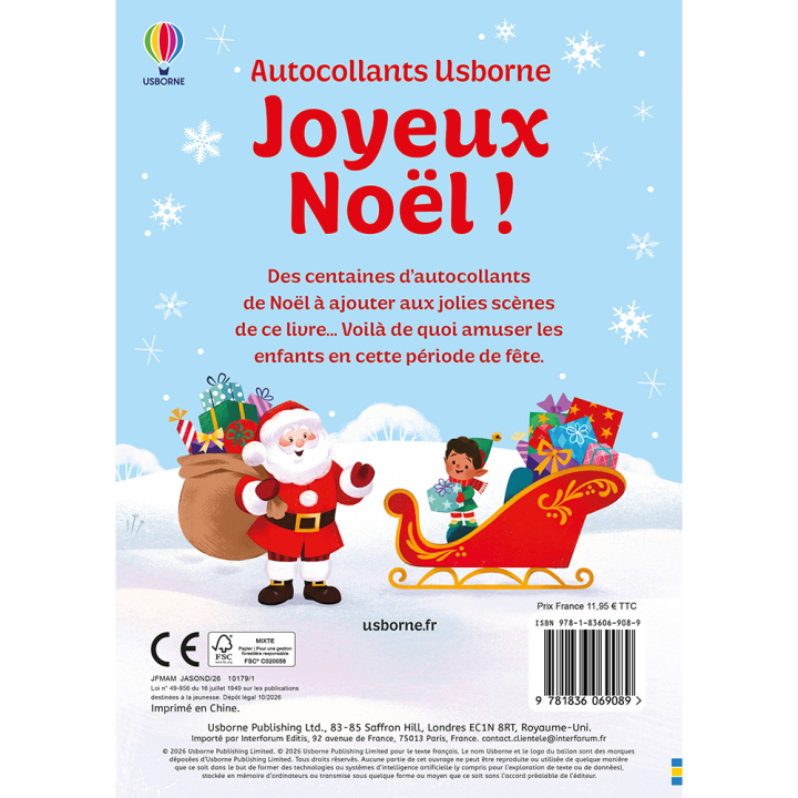 Livre autocollants Joyeux Noël ! - Usborne - Rougier et Plé