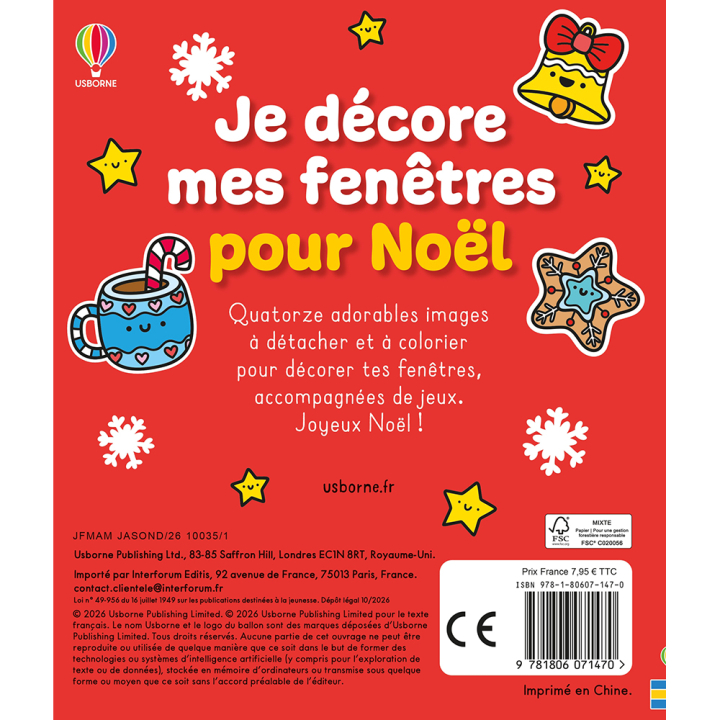 Livre d'activités Je décore mes fenêtres pour Noël - Usborne - Rougier et Plé