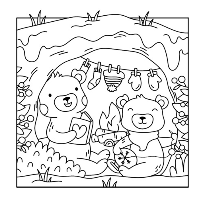Livre coloriage Mon petit monde cosy Tendre hiver - Nathan - Rougier et Plé