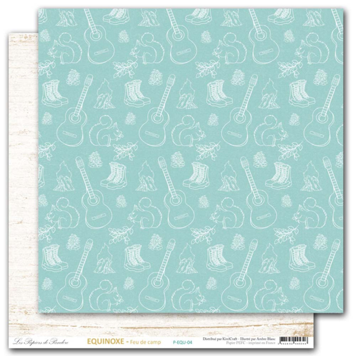 Papier imprimé 30,5 x 30,5 cm 170 g/m² Equinoxe - Feu de camp - Les Papiers de Pandore - Rougier et Plé