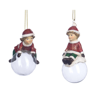 Boules de Noël 9 cm Lutin assis 2 pcs - Goodwill - Rougier et Plé