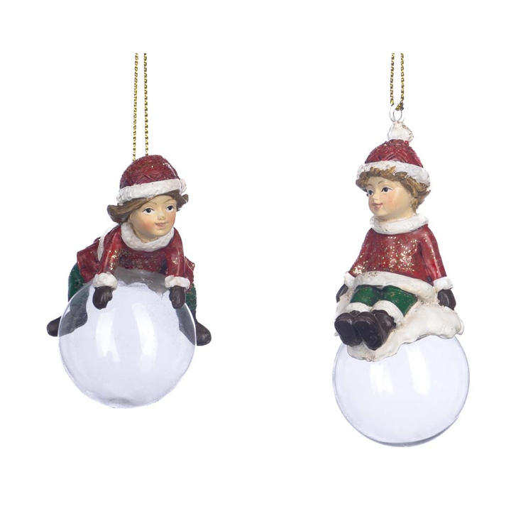 Boules de Noël 9 cm Lutin assis 2 pcs - Goodwill - Rougier et Plé