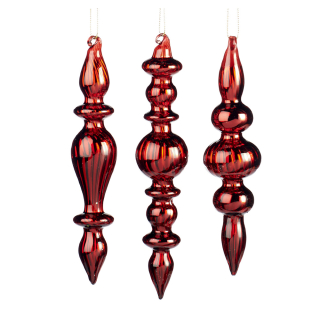 Décorations de Noël 16 cm Balustres bordeaux 3 pcs - Goodwill - Rougier et Plé