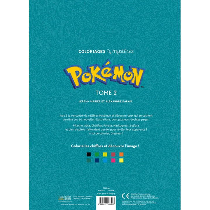 Coloriages Mystères Pokémon Tome 2 - Hachette - Rougier et Plé