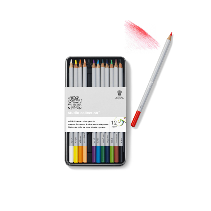 Crayon de couleur Studio Boîte métal de 12 - Winsor & Newton - Rougier et Plé