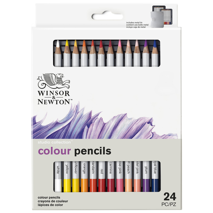Crayon de couleur Studio Boîte métal de 24 - Winsor & Newton - Rougier et Plé