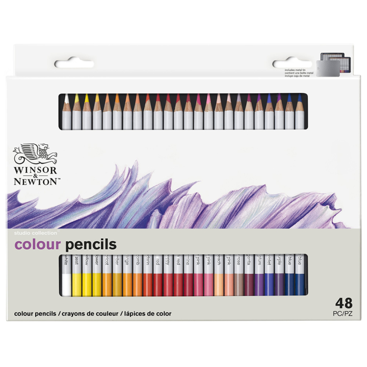 Crayon de couleur Studio Boîte métal de 48 - Winsor & Newton - Rougier et Plé