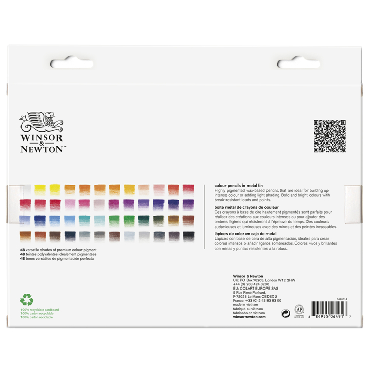 Crayon de couleur Studio Boîte métal de 48 - Winsor & Newton - Rougier et Plé