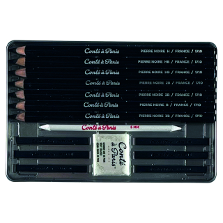 Crayons & Carrés Pierre noire Boîte de 15 pcs - Conté à Paris - Rougier et Plé