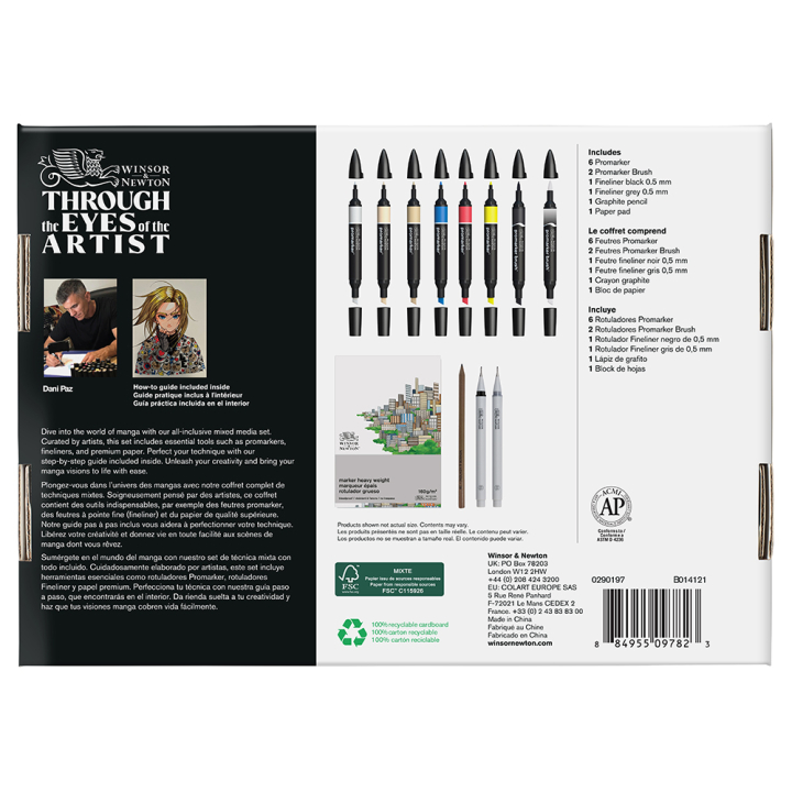 Coffret Mixed media Manga 12 pcs - Winsor & Newton - Rougier et Plé