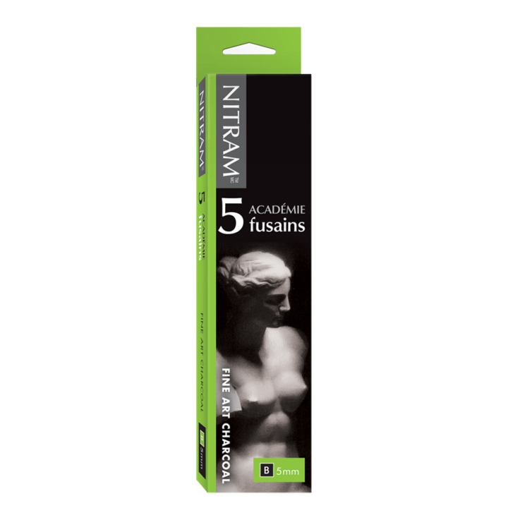 Fusain Académie B tendre 5 mm 5 pcs - Nitram - Rougier et Plé