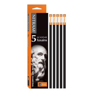 Fusain Académie HB médium 5 mm 5 pcs - Nitram - Rougier et Plé